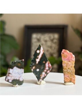 Small Ocean Jasper Crystal Tumble Specimen Set of Three (OBJ - Sea Jasper)